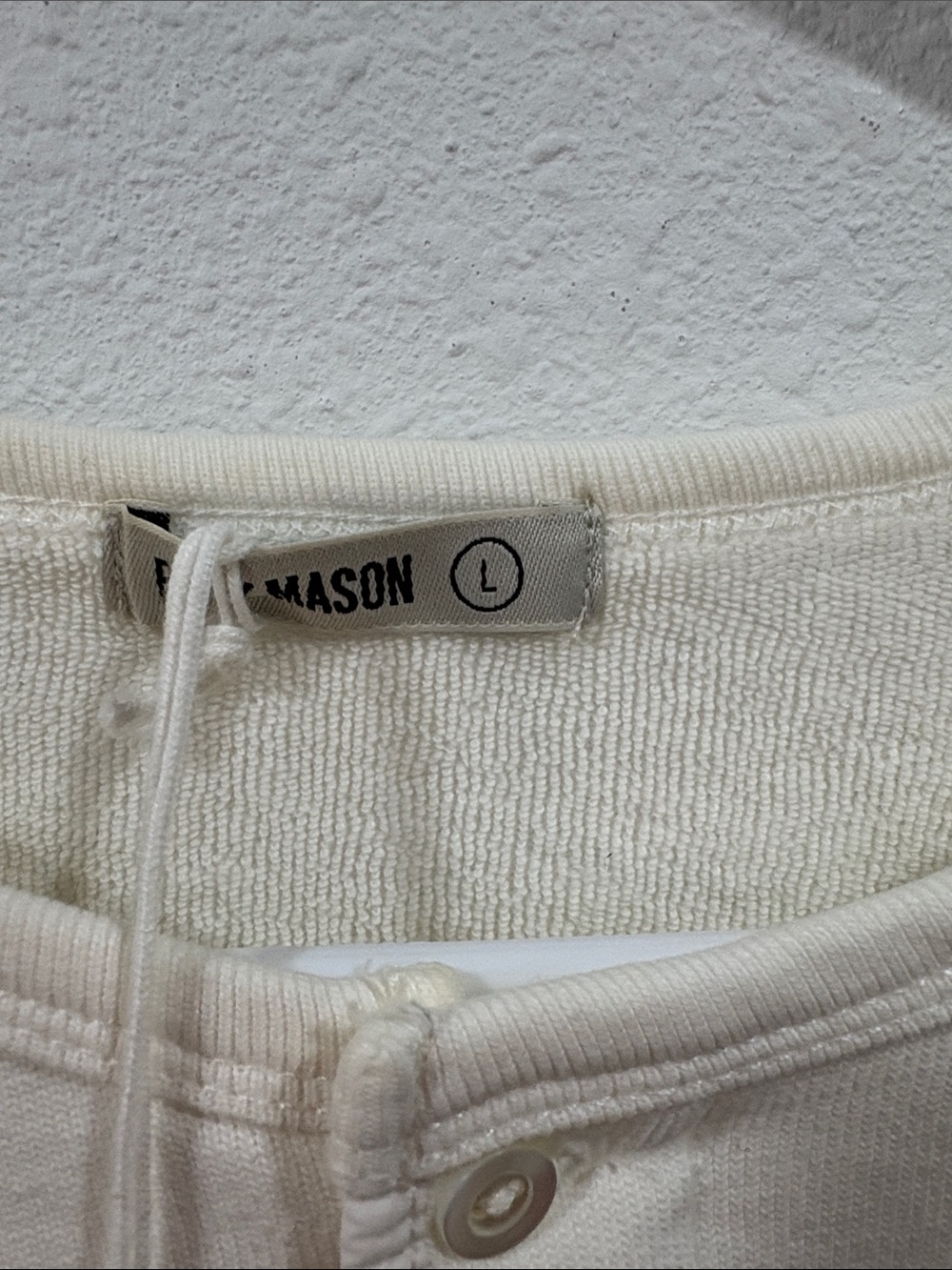 Buck Mason Tropez Terry Cloth Popover Women’s Large Natural Henley Retail $118 - Picture 4 of 9